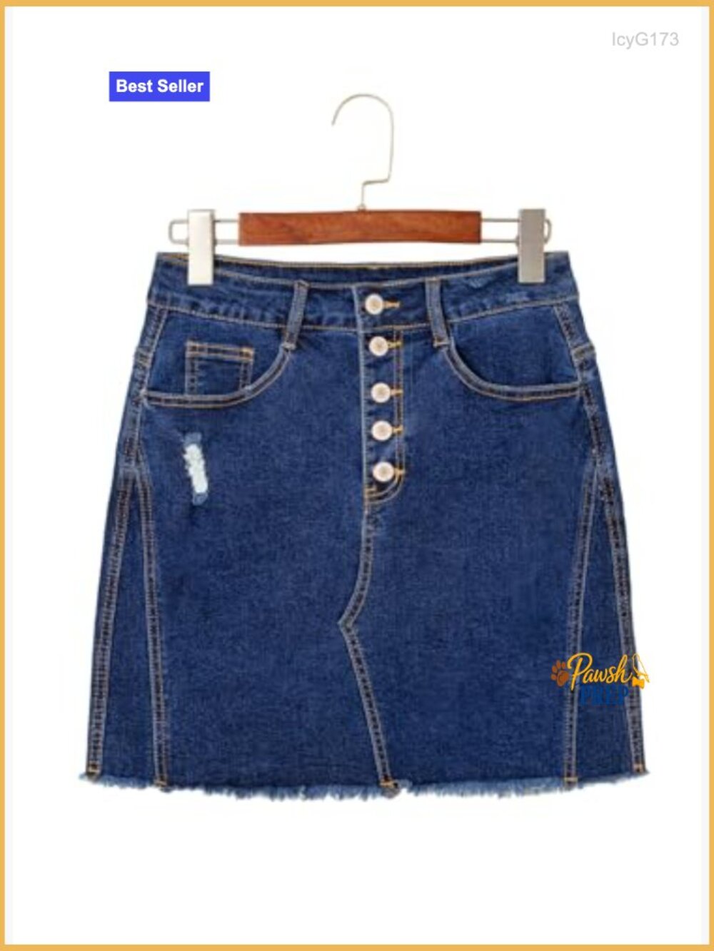 High Rise Ripped Frayed Button Fly Denim Skirt Stretchy Cotton Summer - Picture 6 of 7